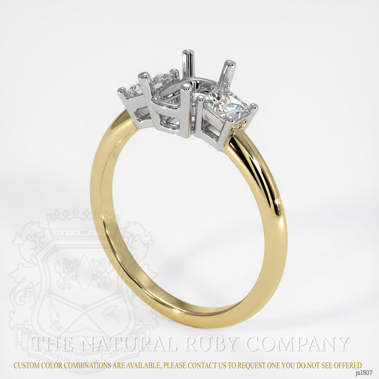 14K White & Yellow Three Stone Ring Setting