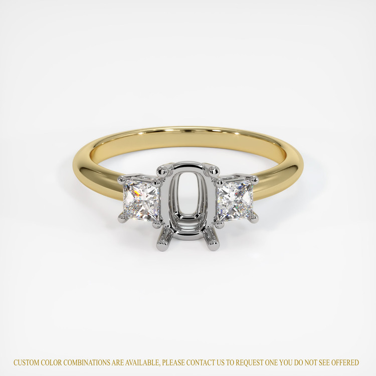 14K White & Yellow Three Stone Ring Setting