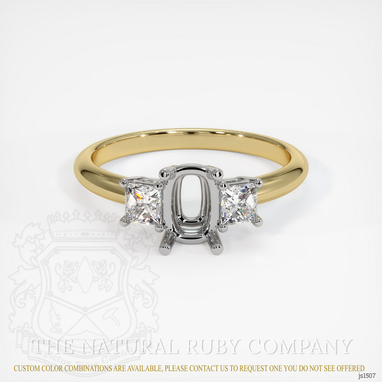 14K White & Yellow Three Stone Ring Setting