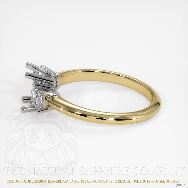 14K White & Yellow Three Stone Ring Setting