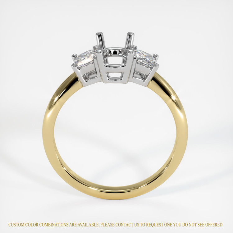 14K White & Yellow Three Stone Ring Setting
