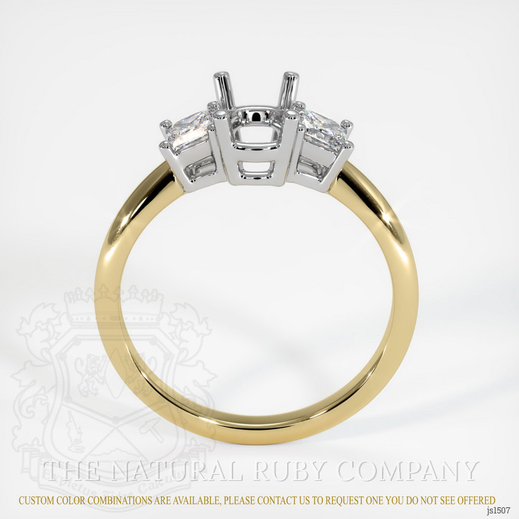 14K White & Yellow Three Stone Ring Setting