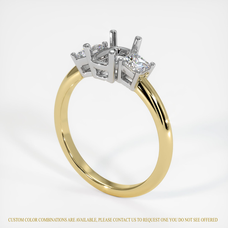 18K White & Yellow Three Stone Ring Setting
