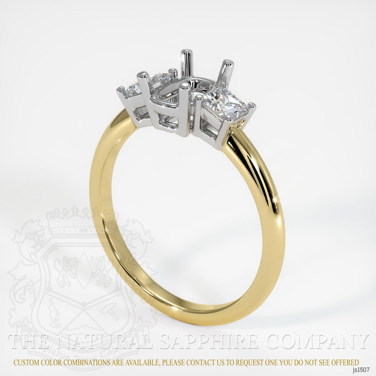 18K White & Yellow Three Stone Ring Setting