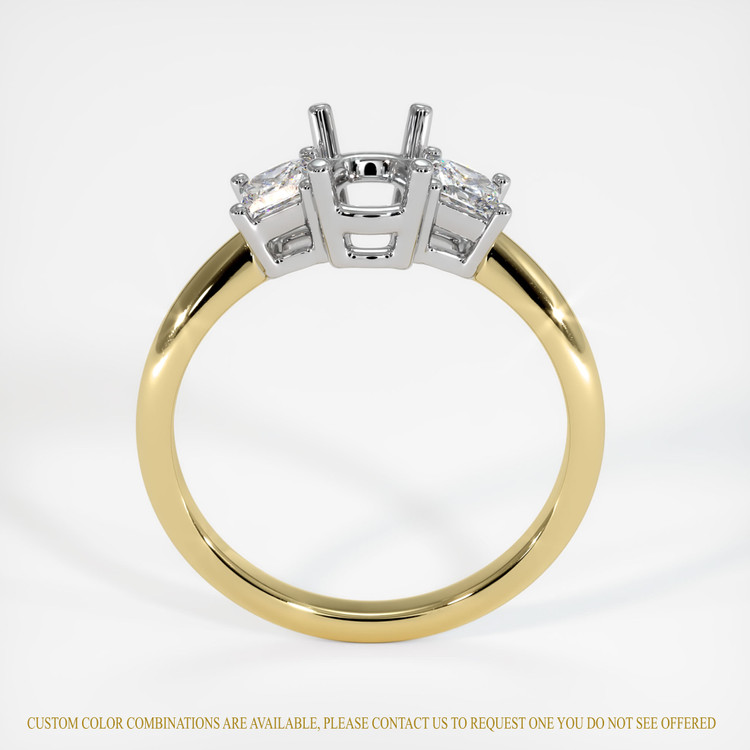 18K White & Yellow Three Stone Ring Setting