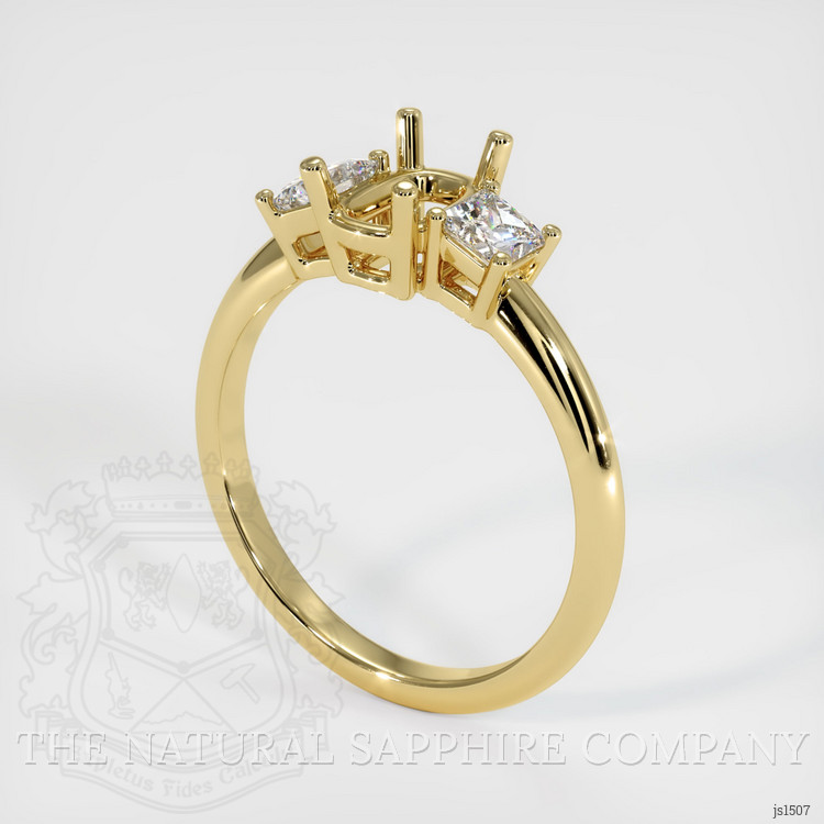 18K Yellow Gold Three Stone Ring Setting