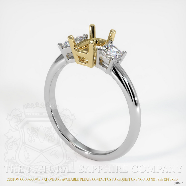 14K Yellow & White Three Stone Ring Setting