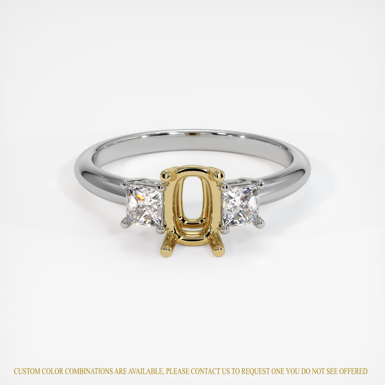 14K Yellow & White Three Stone Ring Setting