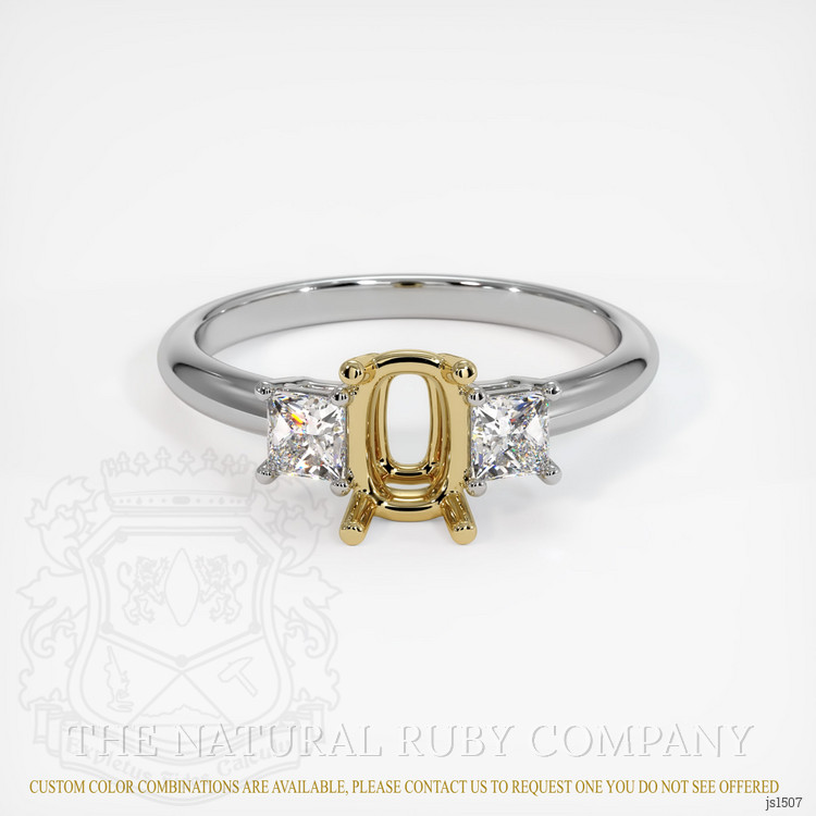 14K Yellow & White Three Stone Ring Setting