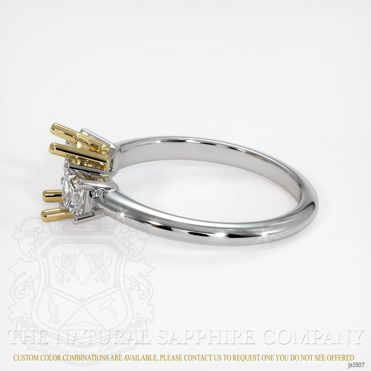 14K Yellow & White Three Stone Ring Setting