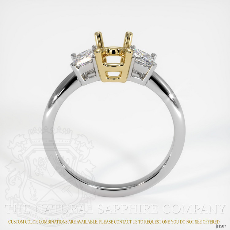 14K Yellow & White Three Stone Ring Setting