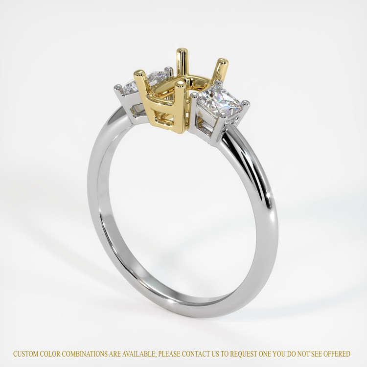 18K Yellow & White Three Stone Ring Setting