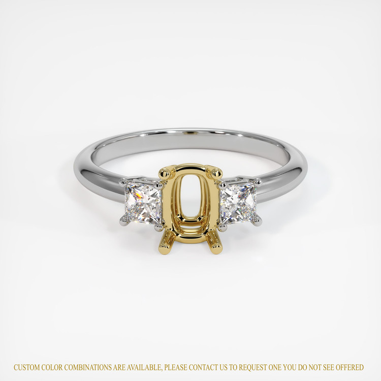 18K Yellow & White Three Stone Ring Setting