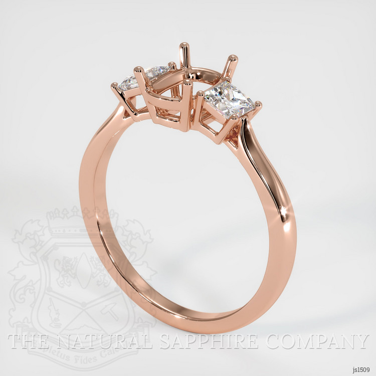 14K Rose Gold Three Stone Ring Setting