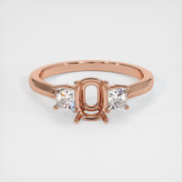 14K Rose Gold Three Stone Ring Setting Image