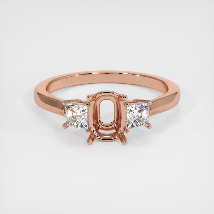 14K Rose Gold Three Stone Ring Setting