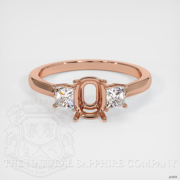 14K Rose Gold Three Stone Ring Setting