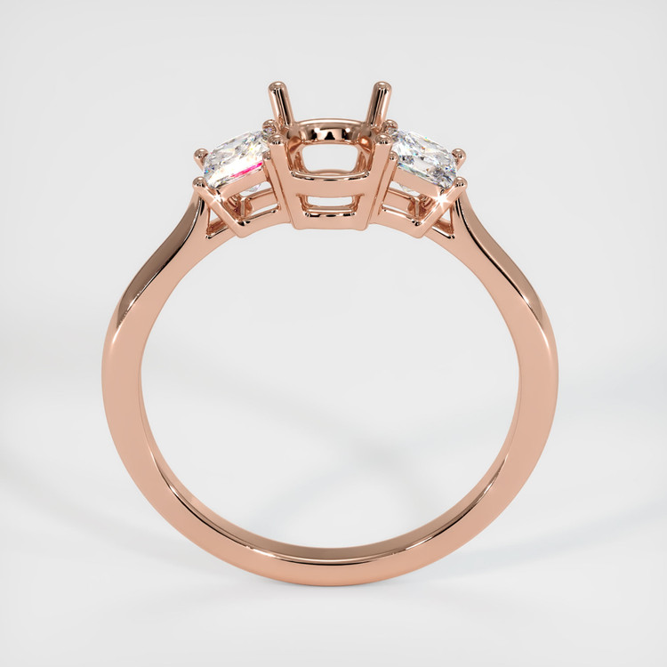 14K Rose Gold Three Stone Ring Setting