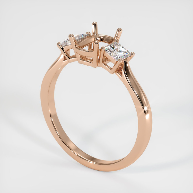 18K Rose Gold Three Stone Ring Setting