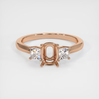 18K Rose Gold Three Stone Ring Setting Image
