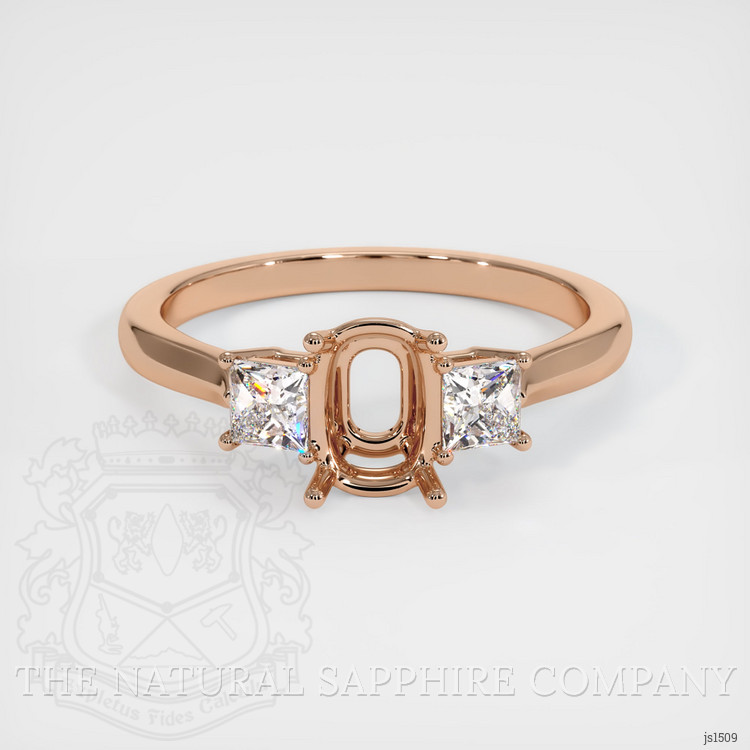 18K Rose Gold Three Stone Ring Setting
