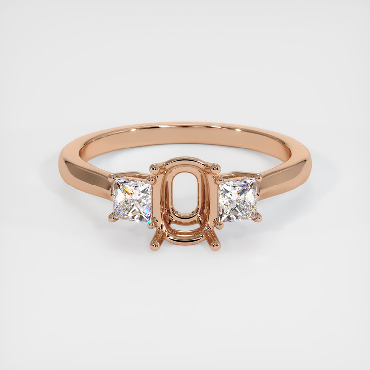 18K Rose Gold Three Stone Ring Setting