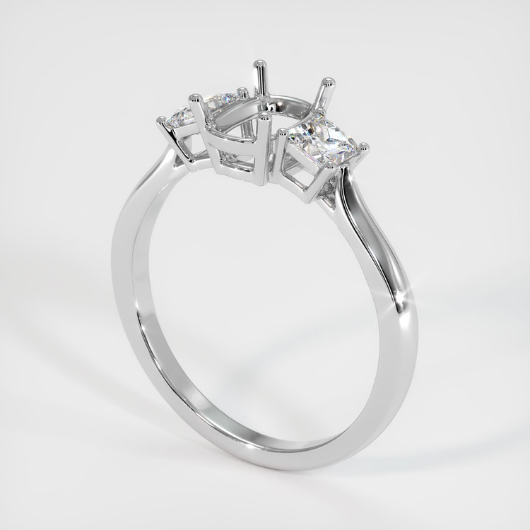 14K White Gold Three Stone Ring Setting