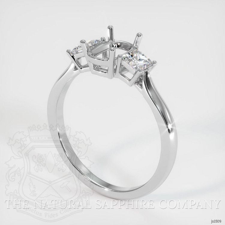 18K White Gold Three Stone Ring Setting