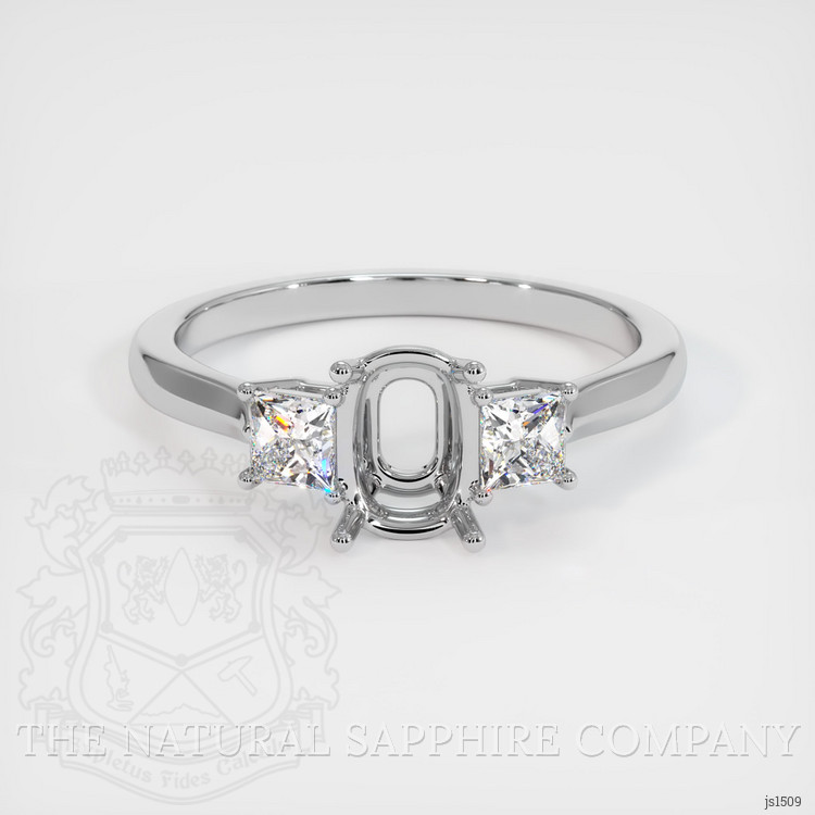 18K White Gold Three Stone Ring Setting