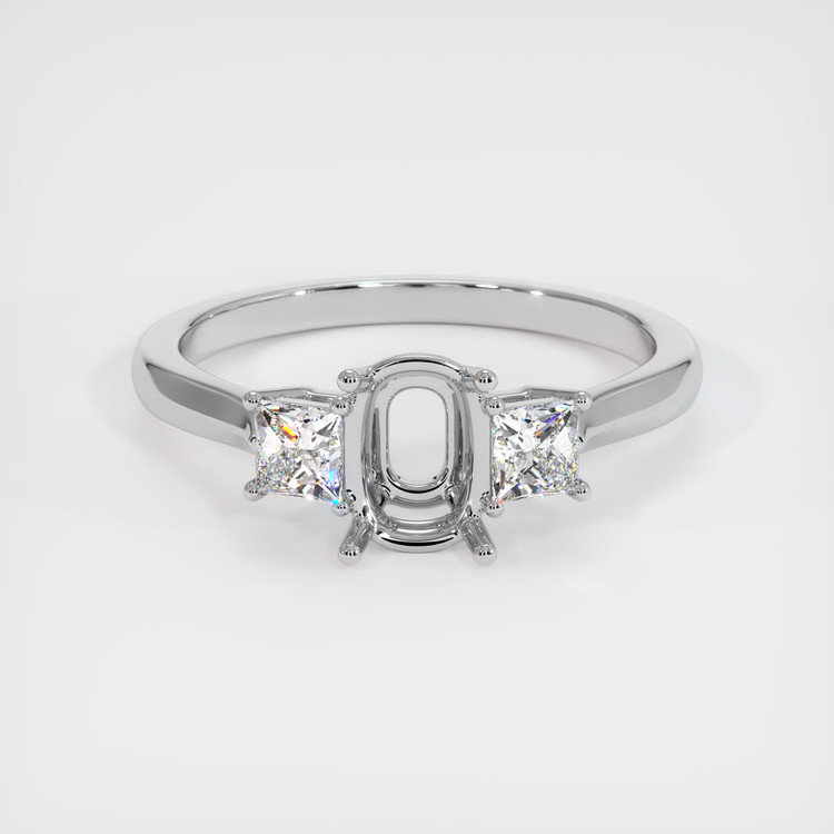 18K White Gold Three Stone Ring Setting
