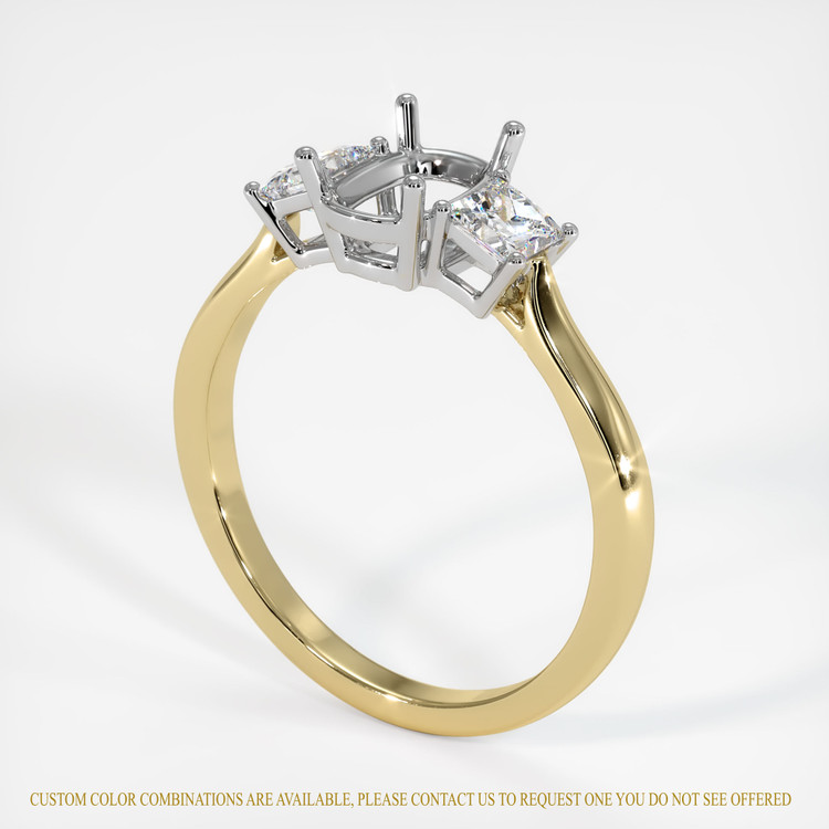 14K White & Yellow Three Stone Ring Setting
