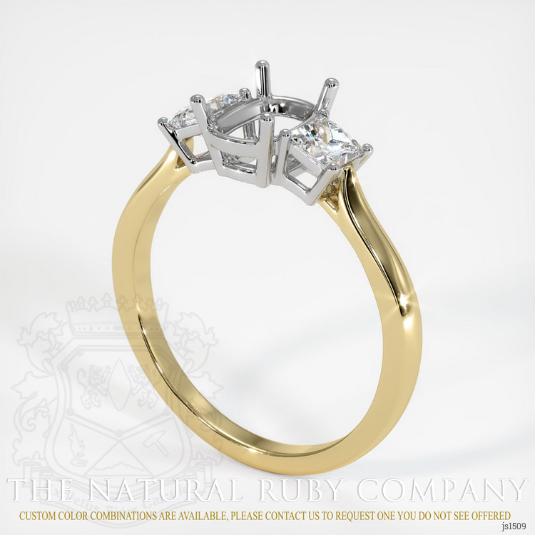 14K White & Yellow Three Stone Ring Setting