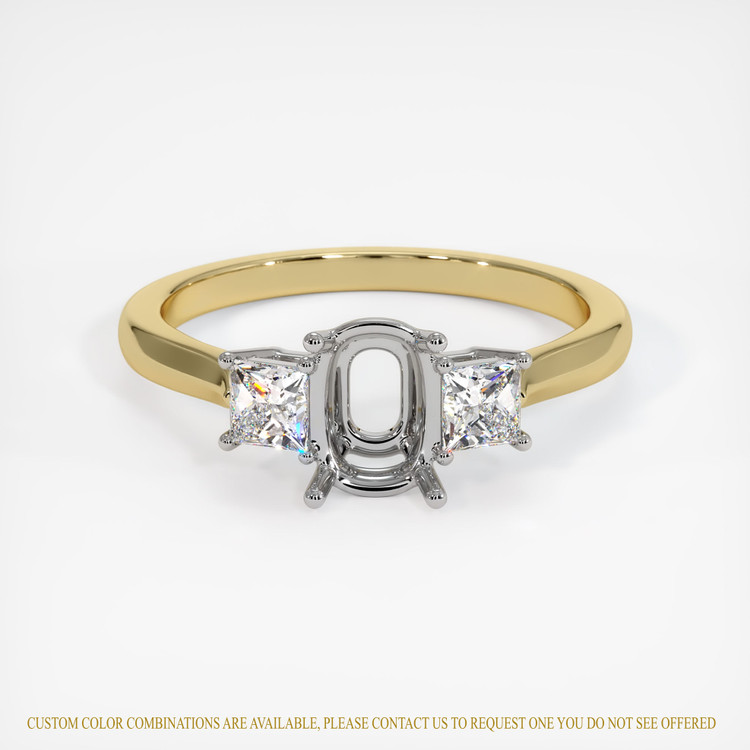 14K White & Yellow Three Stone Ring Setting