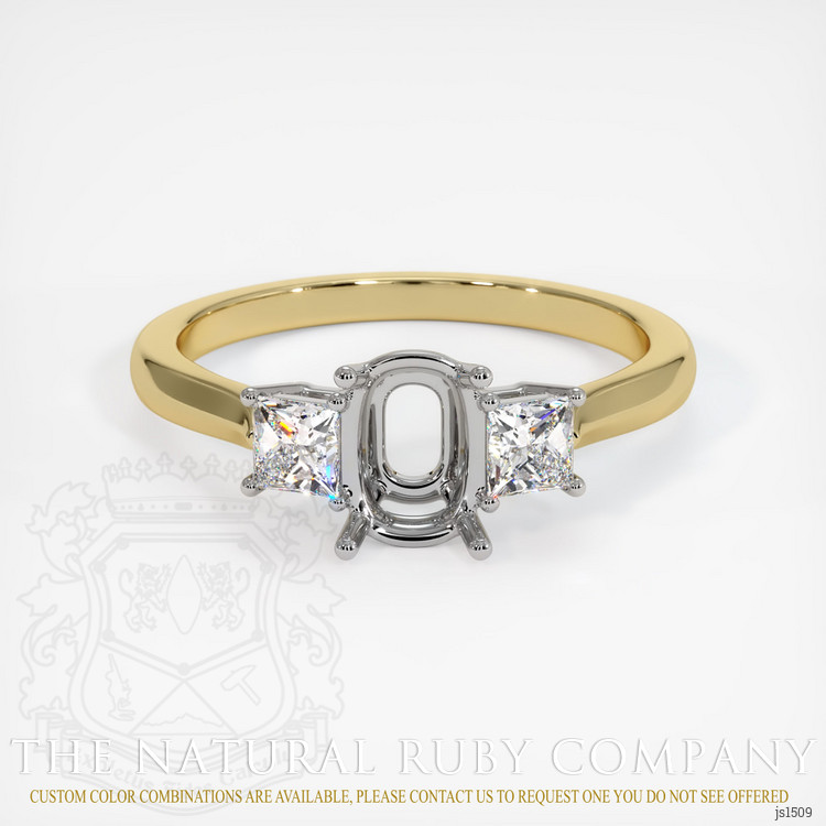 14K White & Yellow Three Stone Ring Setting