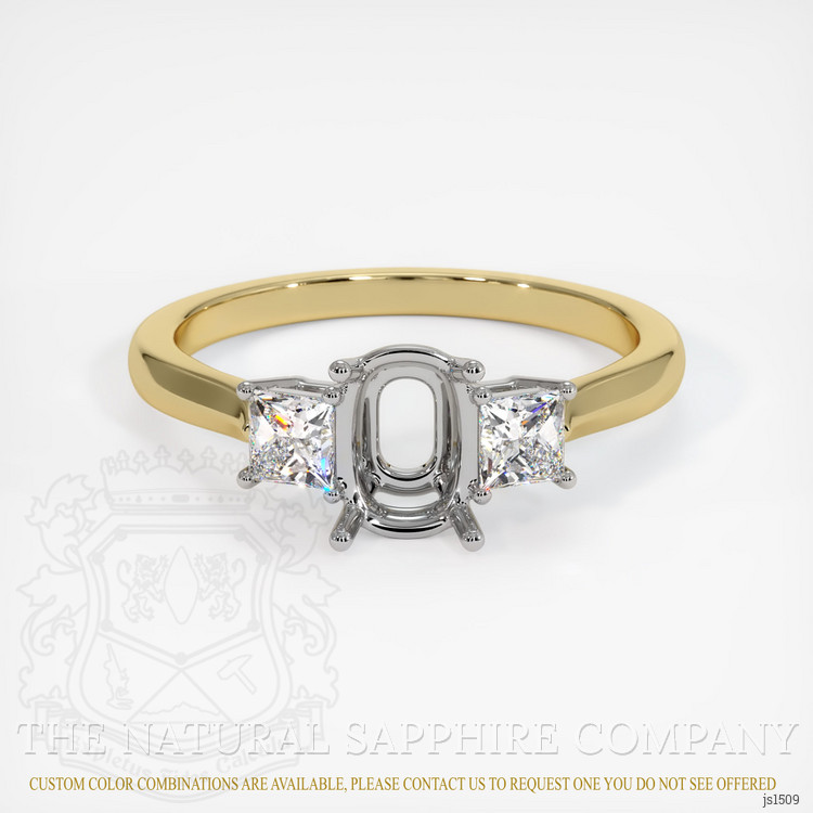 14K White & Yellow Three Stone Ring Setting