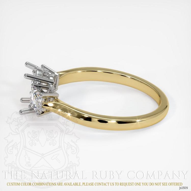 14K White & Yellow Three Stone Ring Setting