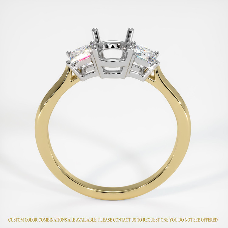 14K White & Yellow Three Stone Ring Setting