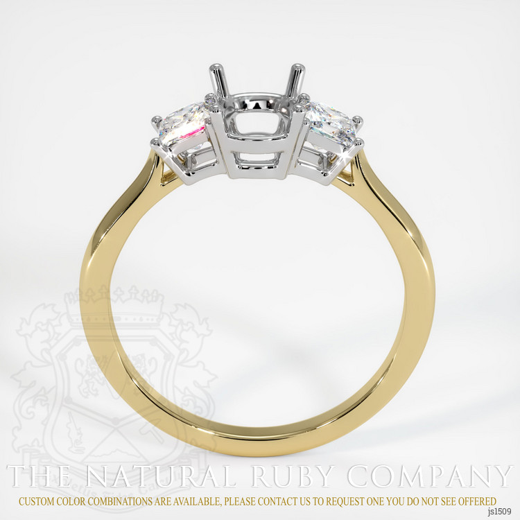 14K White & Yellow Three Stone Ring Setting