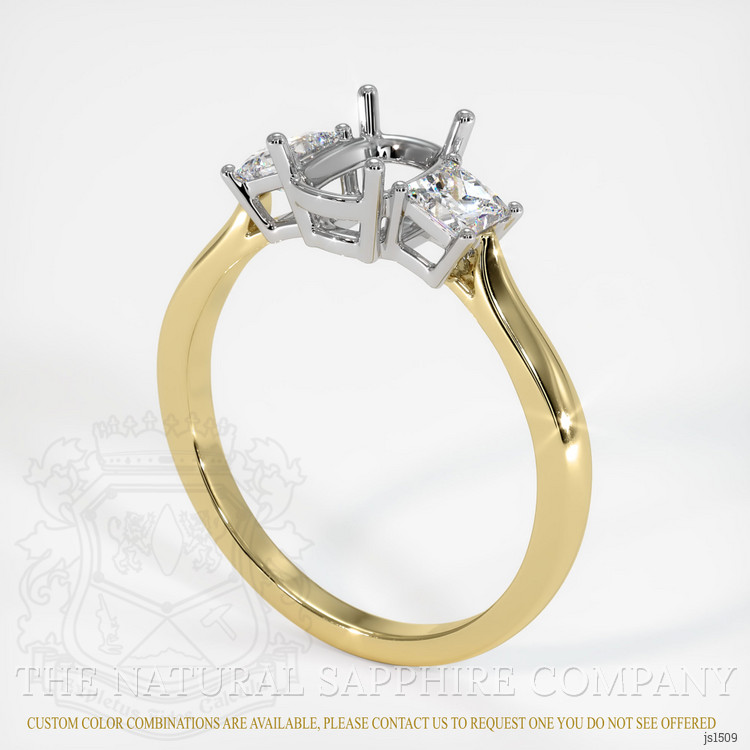 18K White & Yellow Three Stone Ring Setting