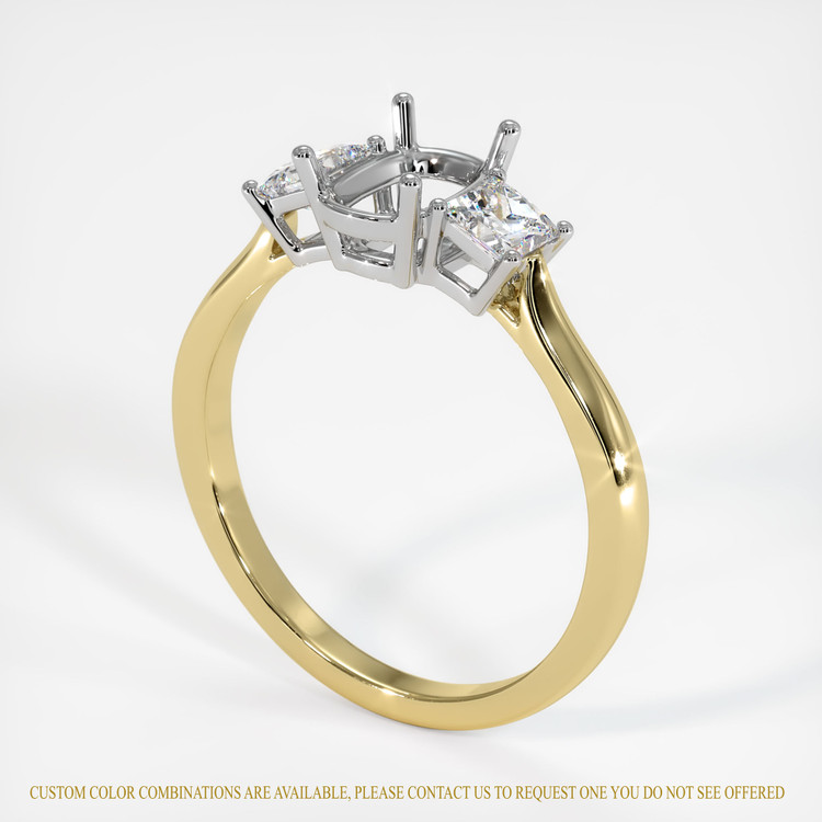 18K White & Yellow Three Stone Ring Setting