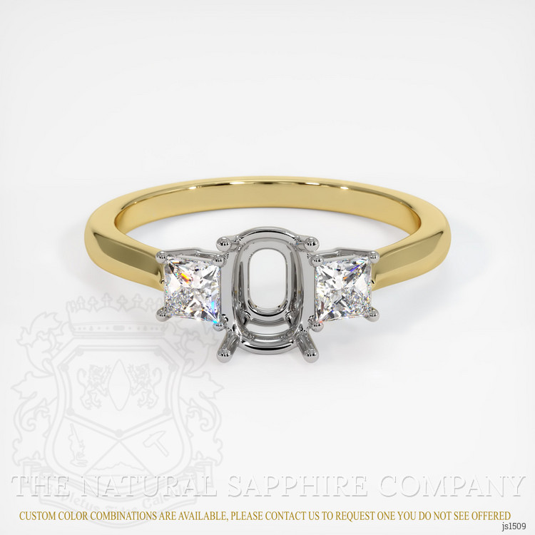 18K White & Yellow Three Stone Ring Setting