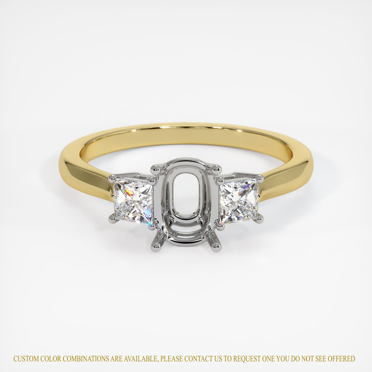 18K White & Yellow Three Stone Ring Setting