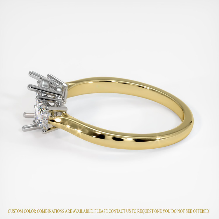 18K White & Yellow Three Stone Ring Setting