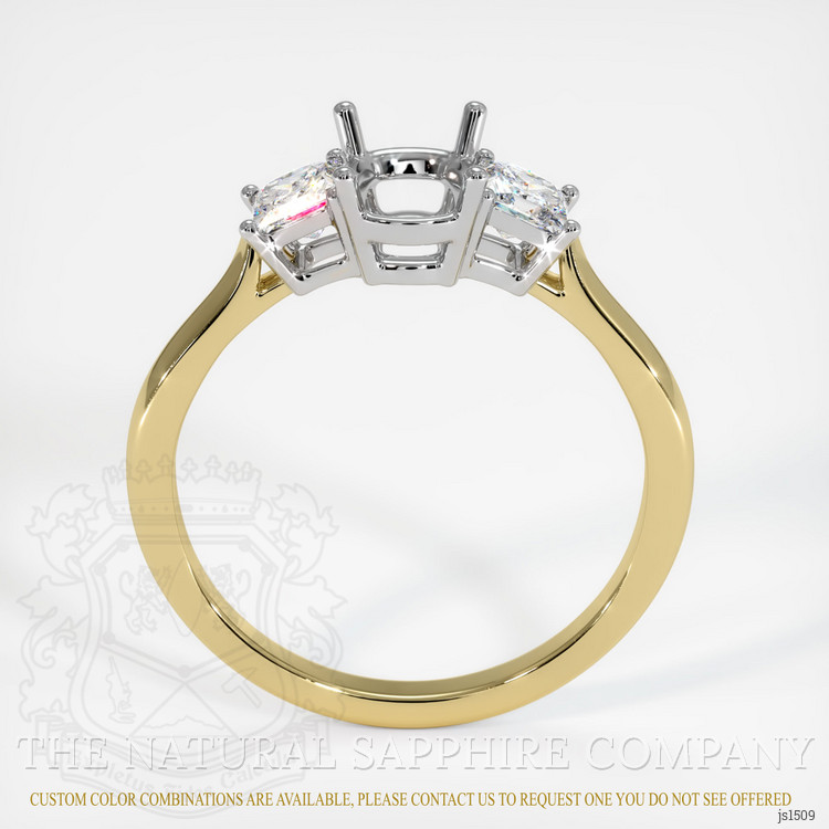 18K White & Yellow Three Stone Ring Setting