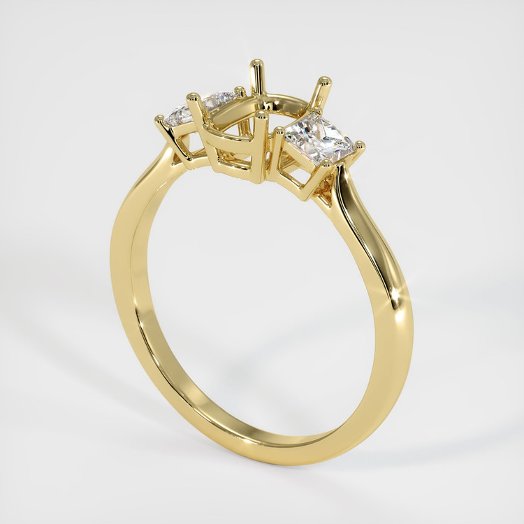 18K Yellow Gold Three Stone Ring Setting