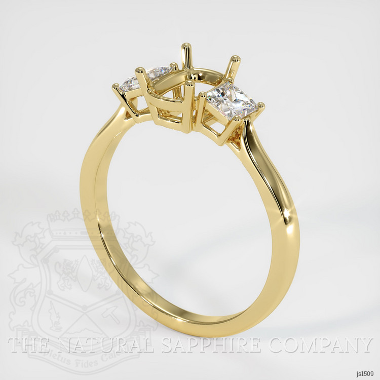 18K Yellow Gold Three Stone Ring Setting