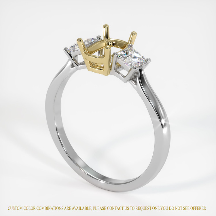 14K Yellow & White Three Stone Ring Setting
