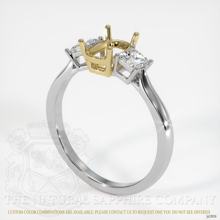 14K Yellow & White Three Stone Ring Setting