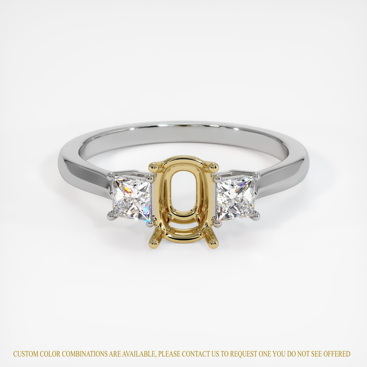 14K Yellow & White Three Stone Ring Setting