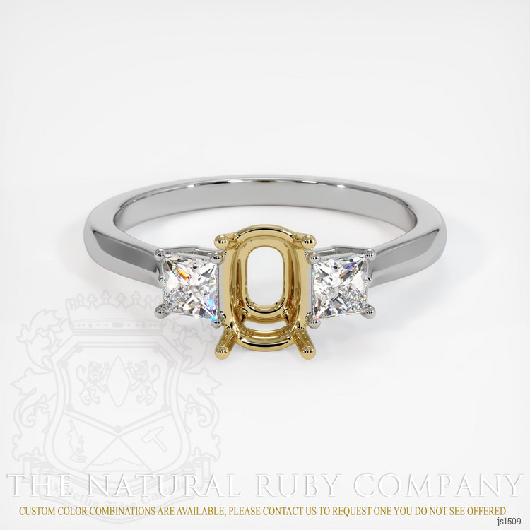 14K Yellow & White Three Stone Ring Setting